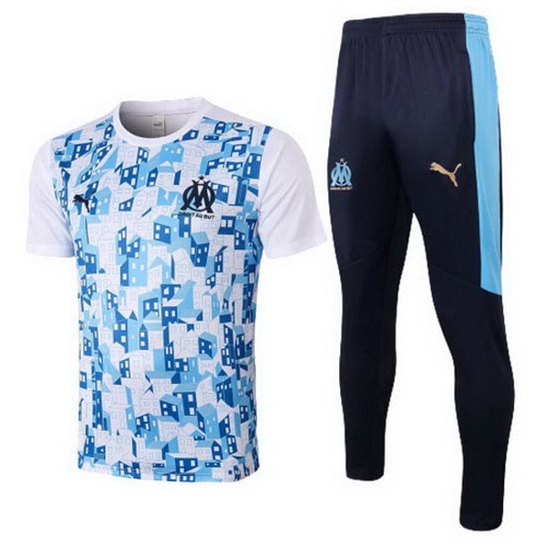 Trainingsshirt Marseille Komplett Set 2020-21 Blau Weiß